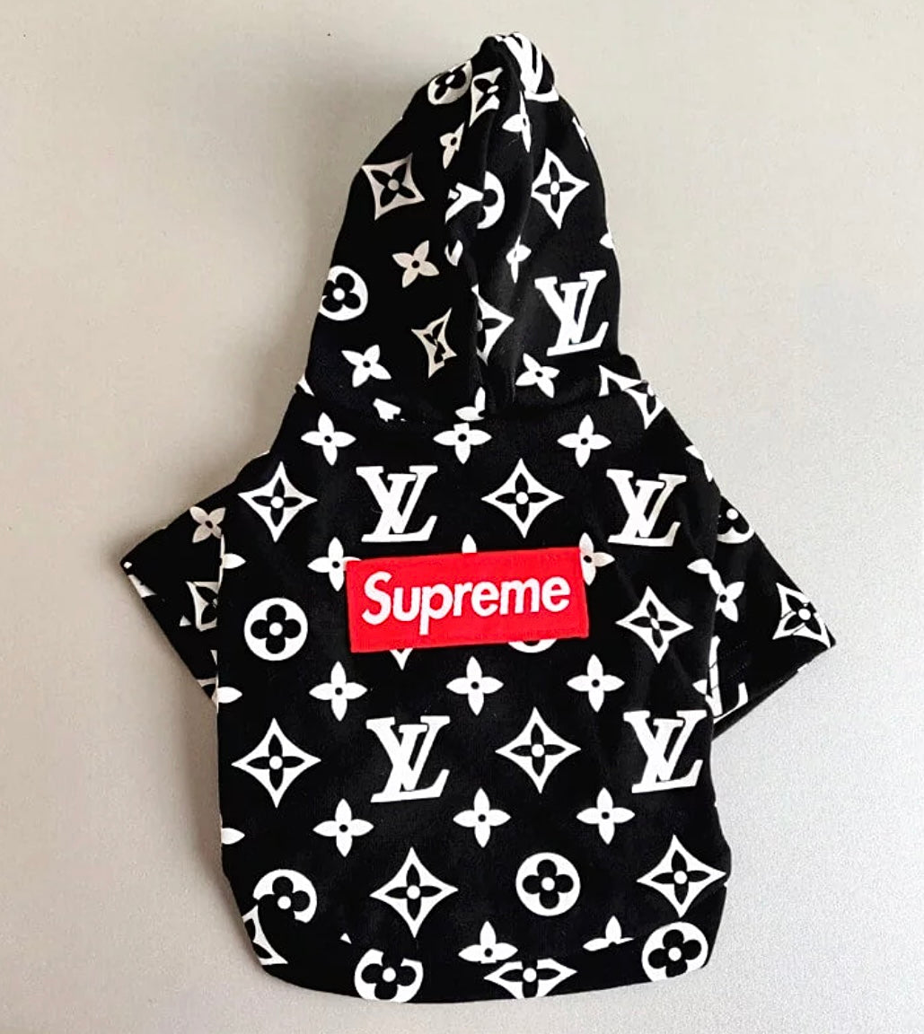 Louis vuitton x supreme dog hoodie best sale